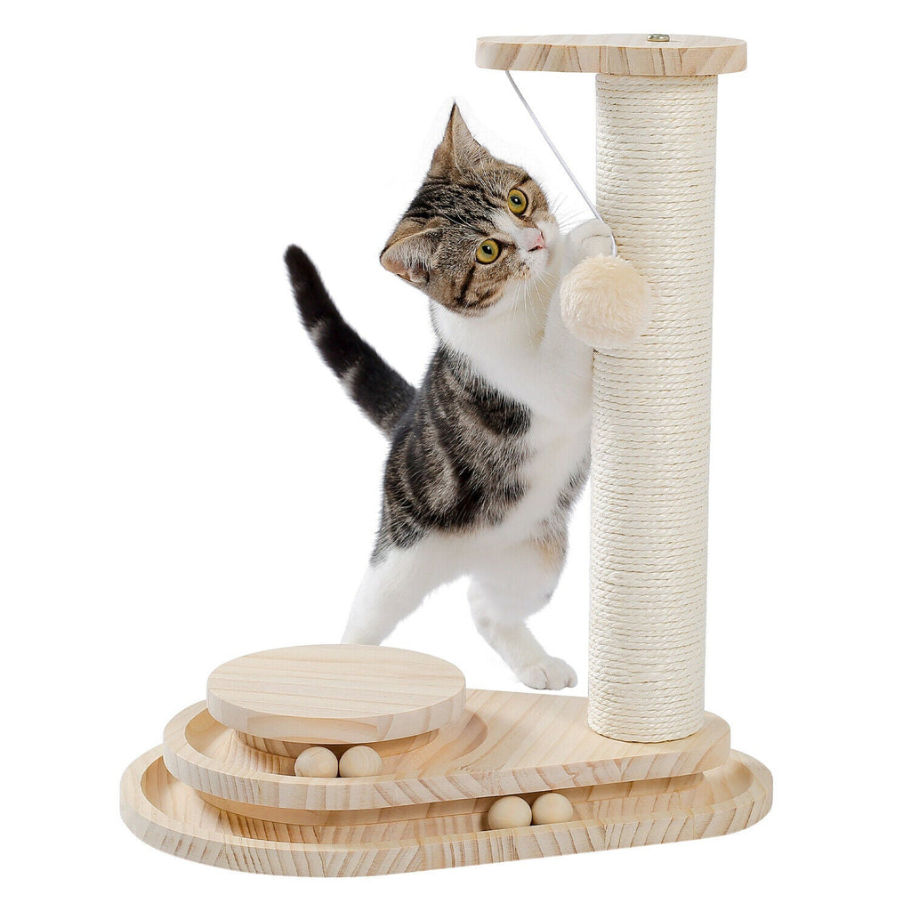 Interactive Turntable Wooden Ball Cat Toy - House Of Pets Delight (HOPD)