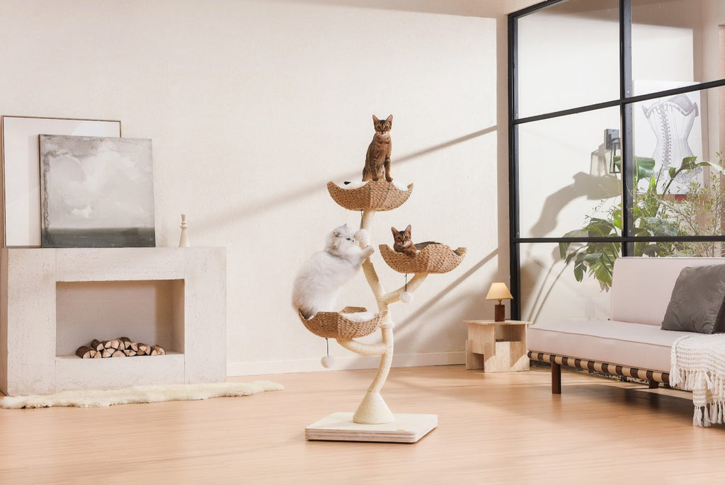 Iris Cat Tower Deluxe 3 - Tier Designer Flower Cat Tree - House Of Pets Delight (HOPD)