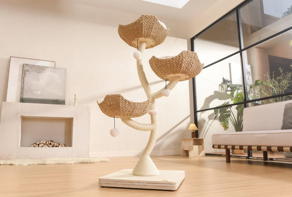 Iris Cat Tower Deluxe 3 - Tier Designer Flower Cat Tree - House Of Pets Delight (HOPD)