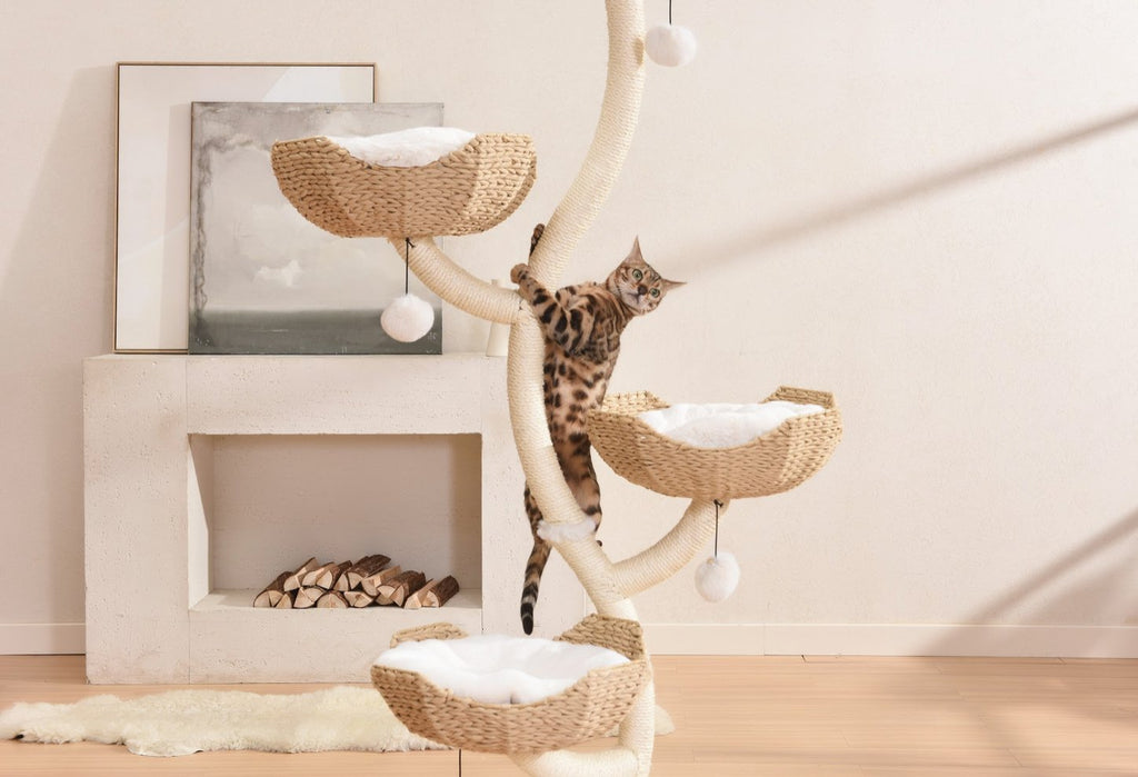 Ivy Cat Tower Deluxe 4 - Tier Designer Tall Cat Tree - House Of Pets Delight (HOPD)