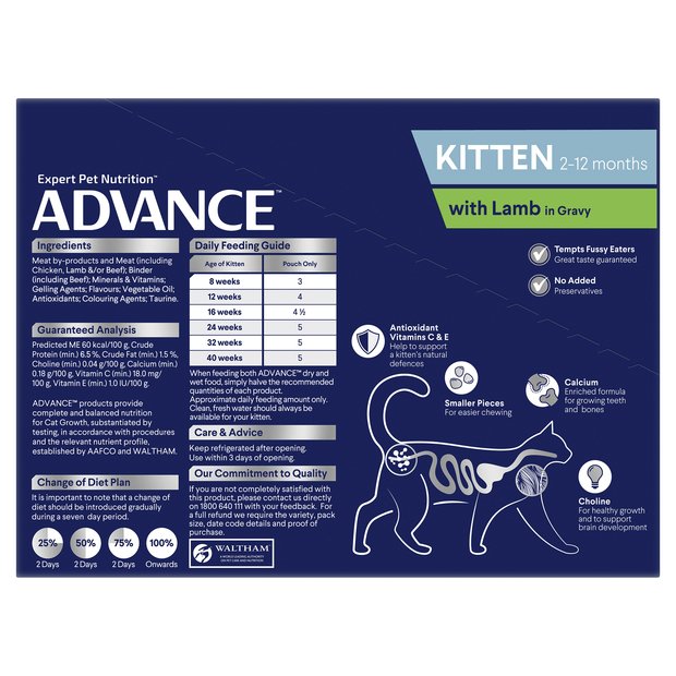 Kitten Lamb In Gravy Wet Cat Food Pouches 12X85G - House Of Pets Delight (HOPD)