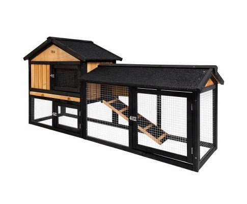 Large Waterproof Wooden Pet Rabbit Chicken Hutch Coop with Metal Run - House Of Pets Delight (HOPD)