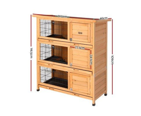 Large Waterproof Wooden Pet Rabbit Hutch with Metal Run - House Of Pets Delight (HOPD)