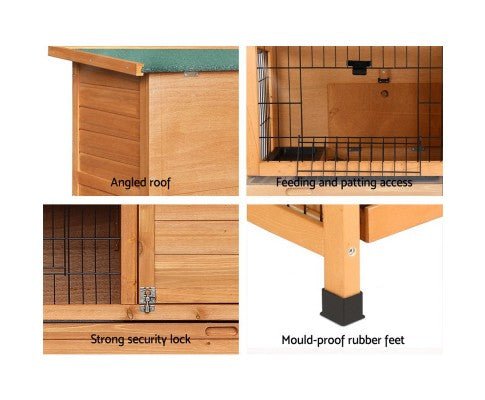 Large Waterproof Wooden Pet Rabbit Hutch with Metal Run - House Of Pets Delight (HOPD)