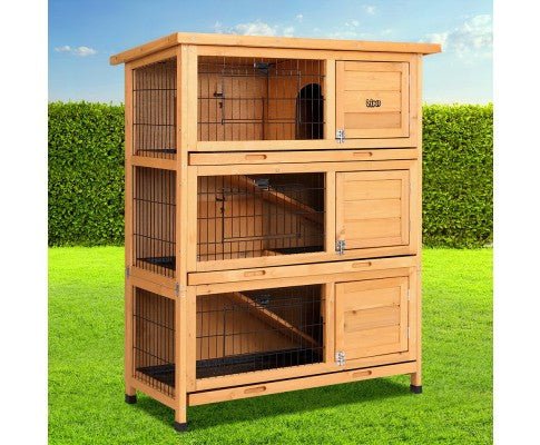 Large Waterproof Wooden Pet Rabbit Hutch with Metal Run - House Of Pets Delight (HOPD)