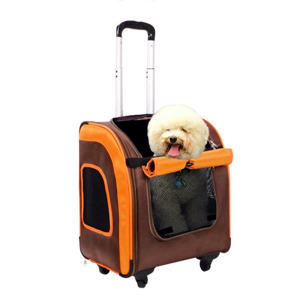 Liso Backpack Parallel Transport Pet Trolley – Orange/Brown - House Of Pets Delight (HOPD)