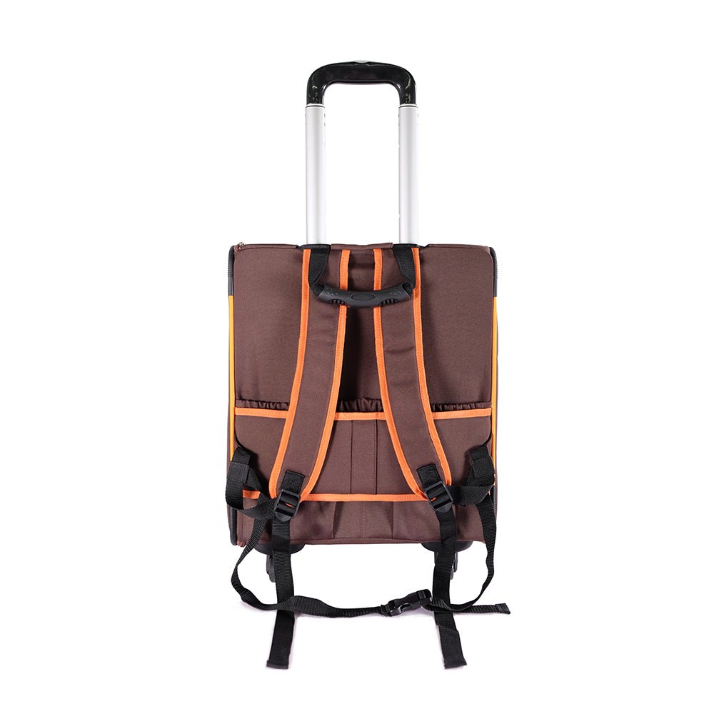 Liso Backpack Parallel Transport Pet Trolley – Orange/Brown - House Of Pets Delight (HOPD)