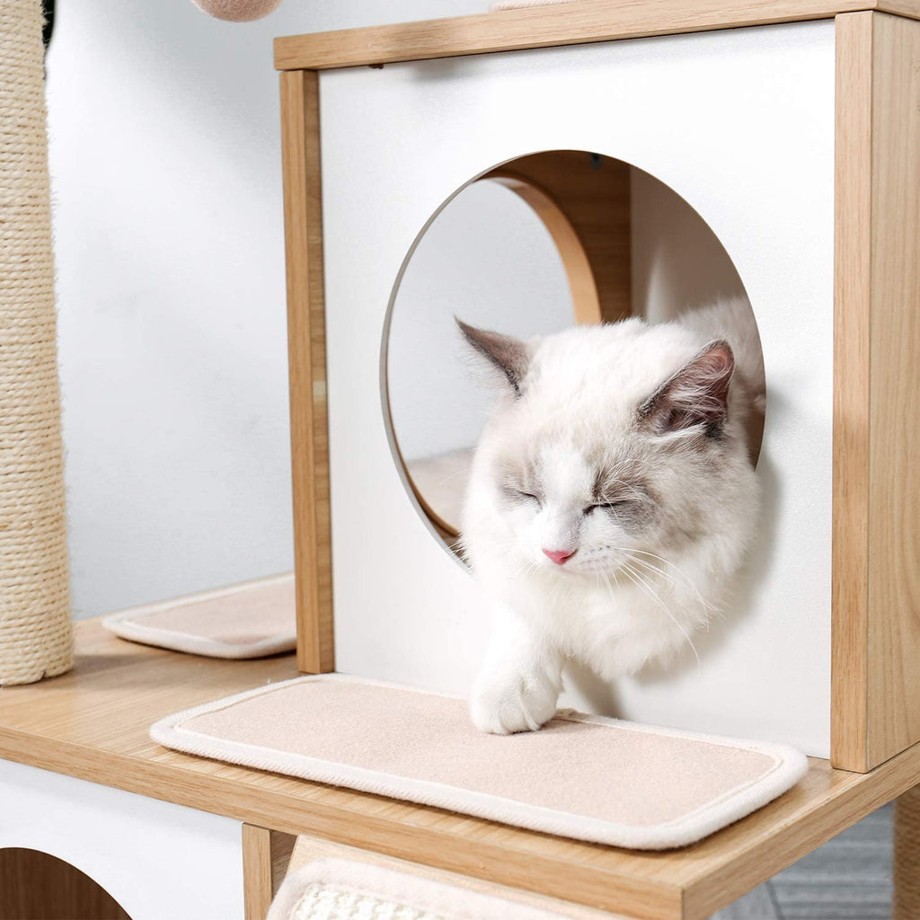 Luxury Cat Tree With Double Condo - Beige - House Of Pets Delight (HOPD)