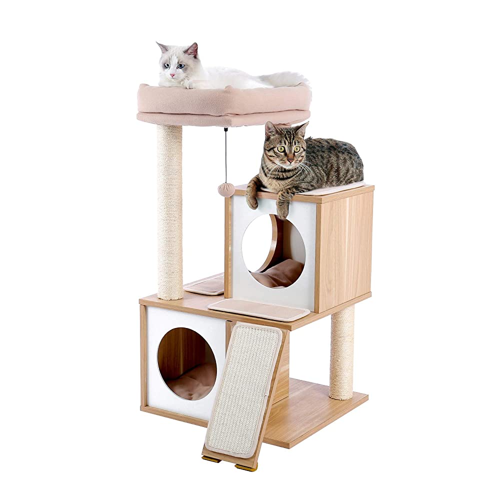 Luxury Cat Tree With Double Condo - Beige - House Of Pets Delight (HOPD)