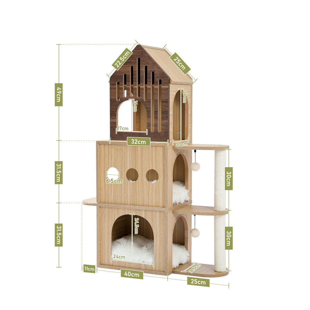 Luxury Wooden Cat Castle House With Storage Space - House Of Pets Delight (HOPD)