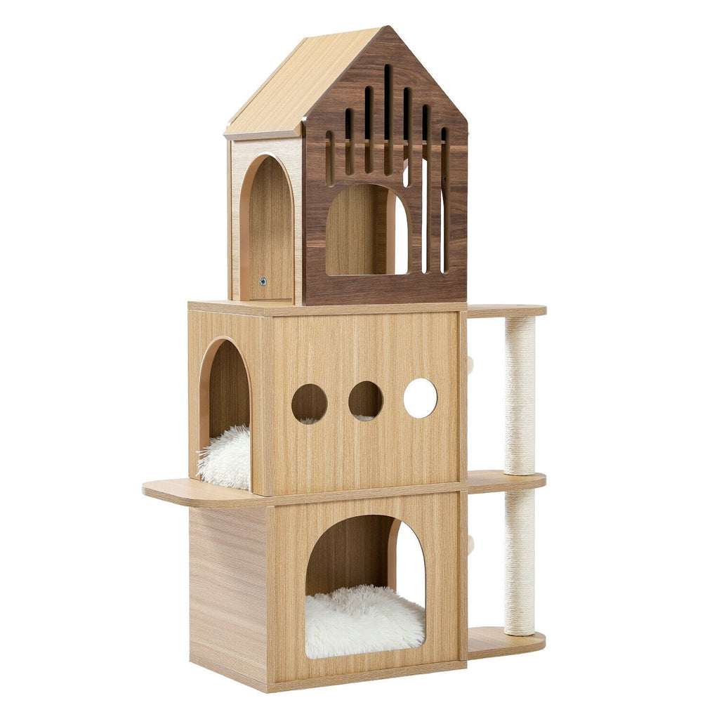 Luxury Wooden Cat Castle House With Storage Space - House Of Pets Delight (HOPD)