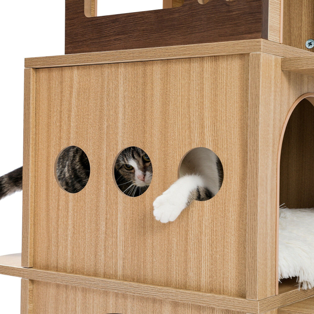 Luxury Wooden Cat Castle House With Storage Space - House Of Pets Delight (HOPD)