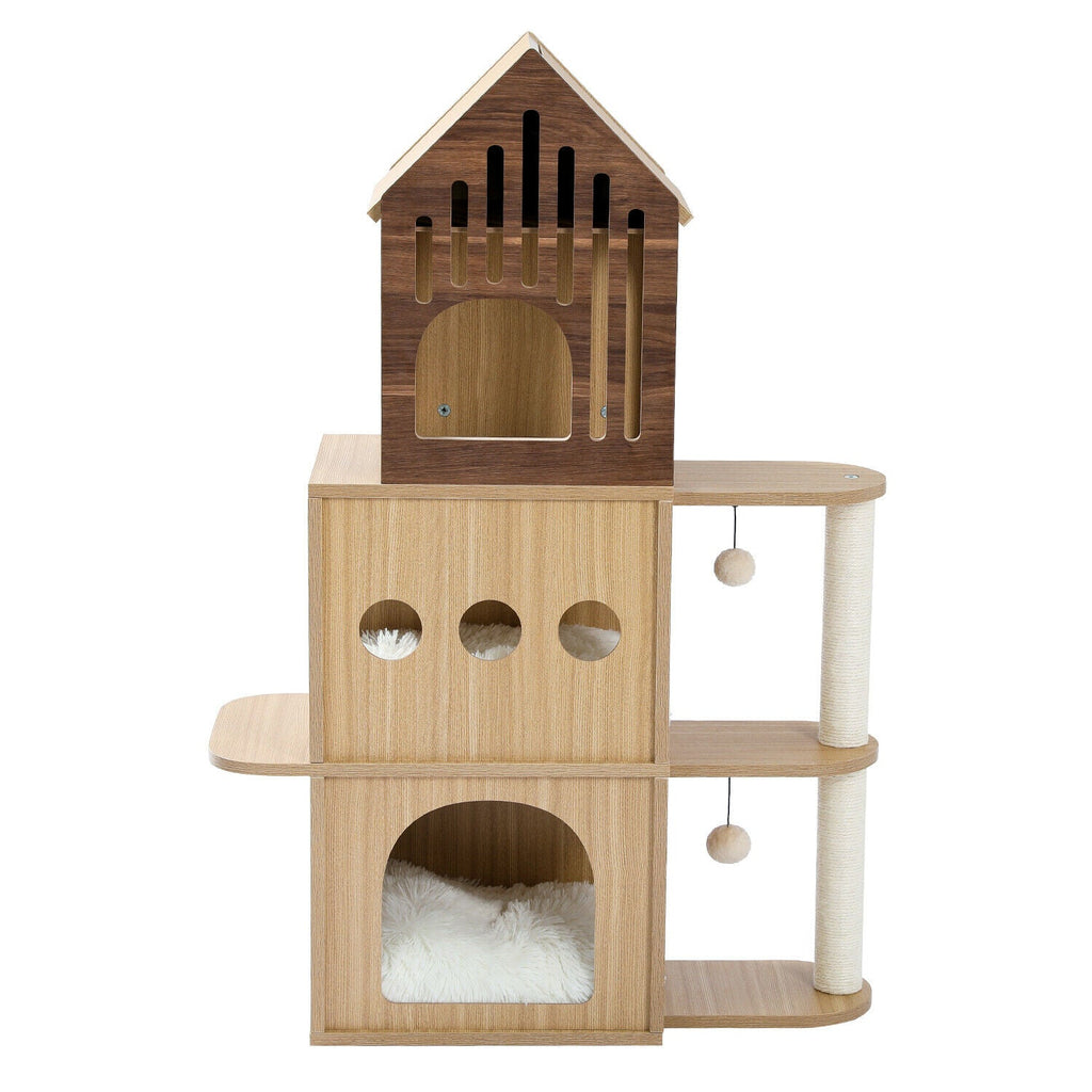 Luxury Wooden Cat Castle House With Storage Space - House Of Pets Delight (HOPD)