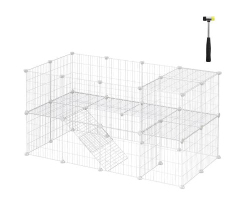 Metal Wire Two - Story Pet Playpen with Zip Ties White - House Of Pets Delight (HOPD)