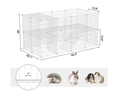 Metal Wire Two - Story Pet Playpen with Zip Ties White - House Of Pets Delight (HOPD)