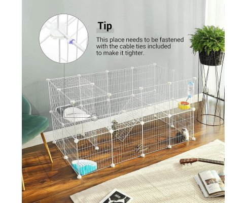 Metal Wire Two - Story Pet Playpen with Zip Ties White - House Of Pets Delight (HOPD)