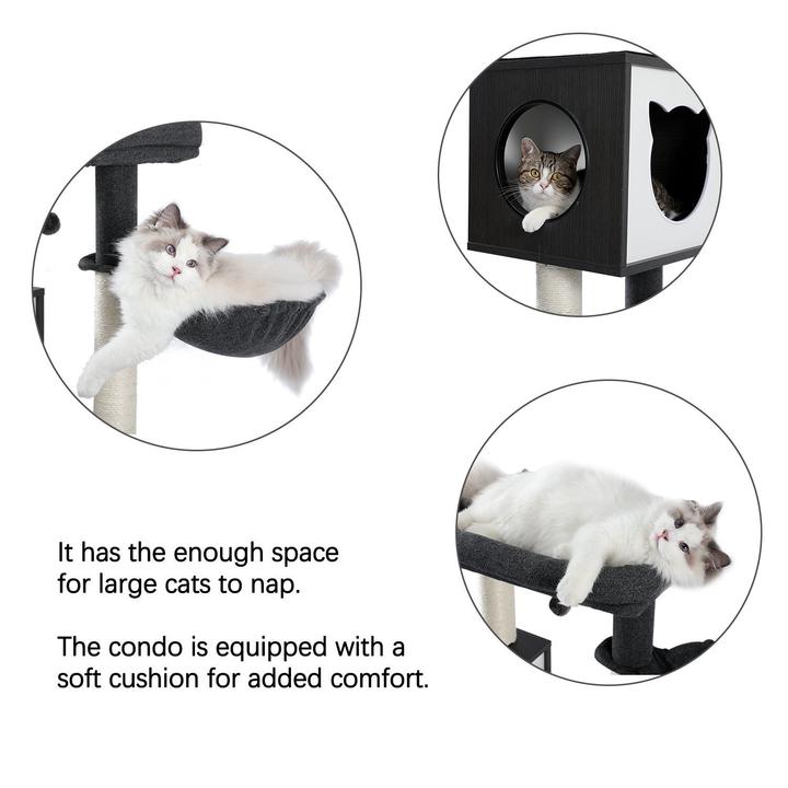 Midnight Wooden Modern Cat Tower With Storage Closet - House Of Pets Delight (HOPD)