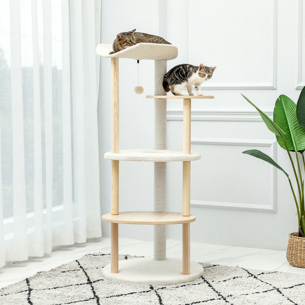 Minimal Multi - level 124.5cm Cat Scratch Tower - House Of Pets Delight (HOPD)