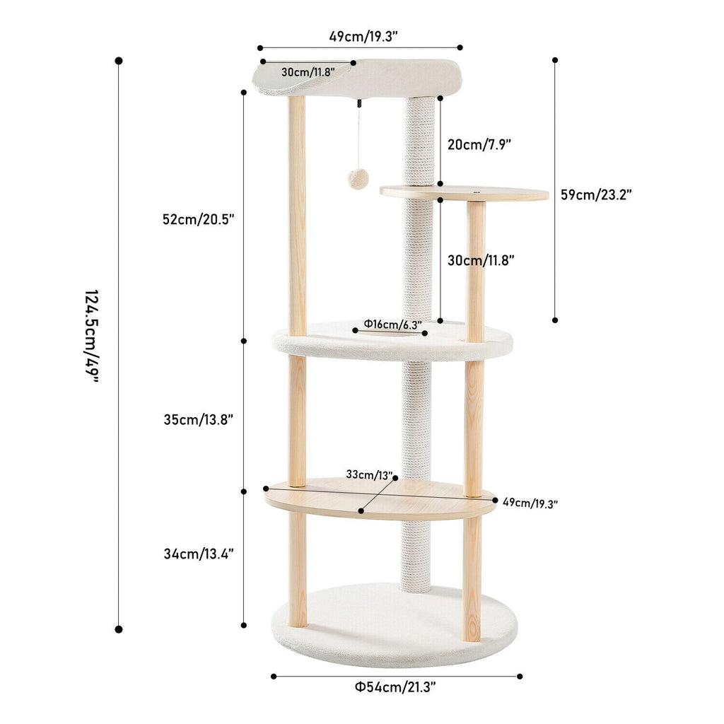 Minimal Multi - level 124.5cm Cat Scratch Tower - House Of Pets Delight (HOPD)