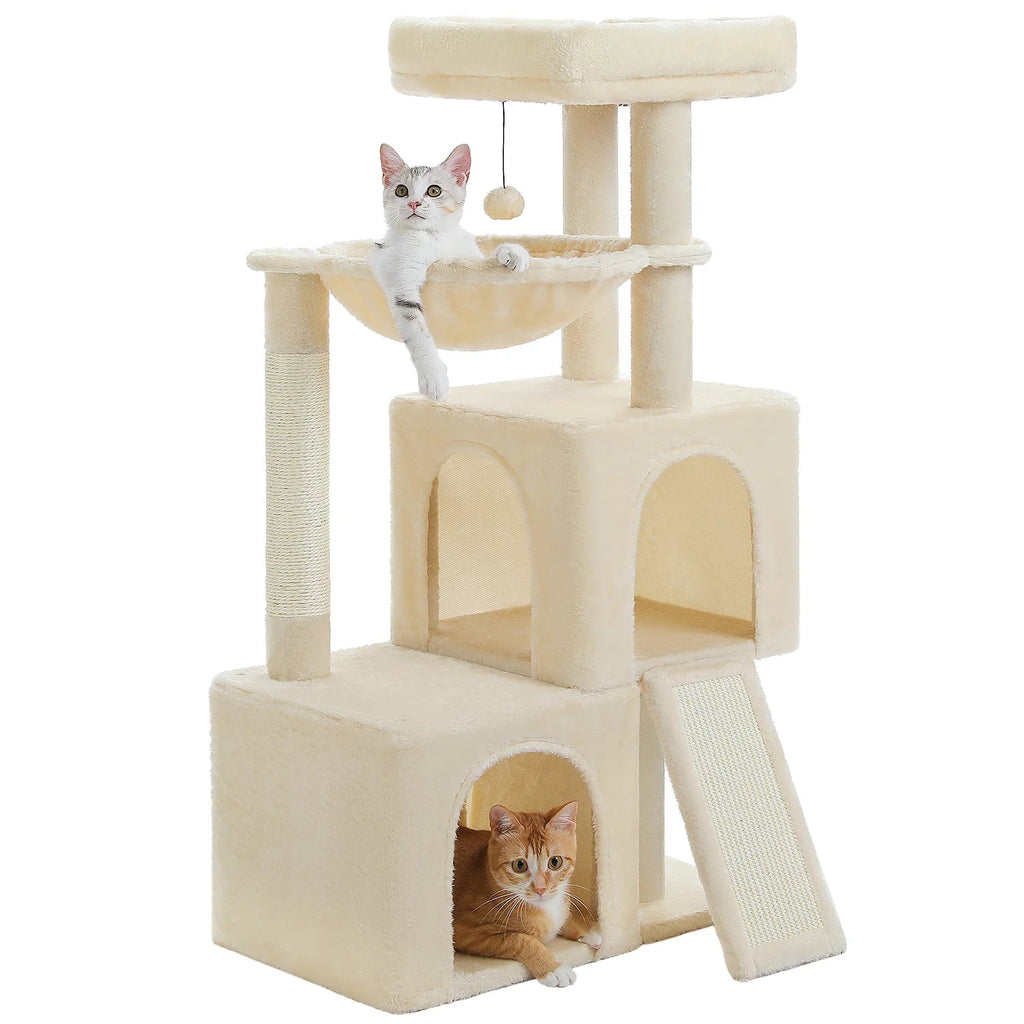 Minimalist 104cm Cat Tree Scratching Tower - Cream - House Of Pets Delight (HOPD)