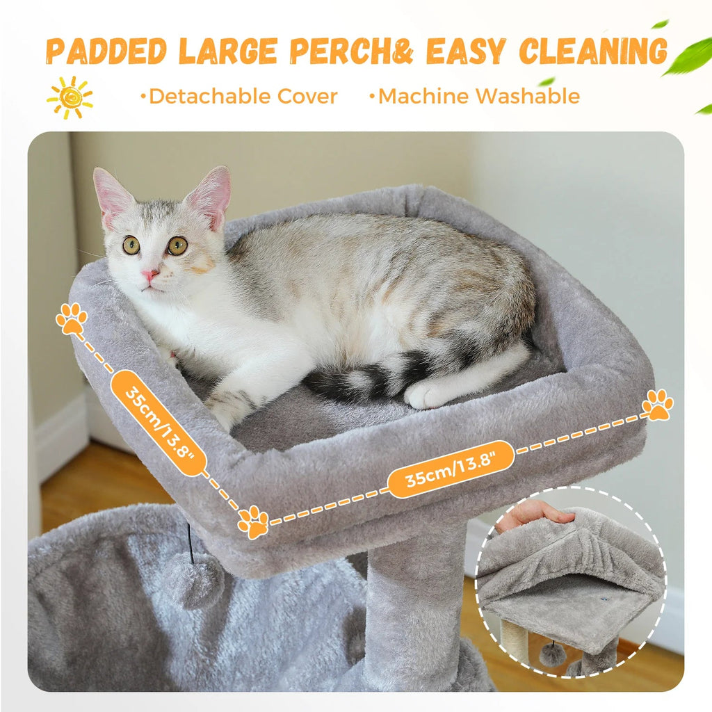 Minimalist 104cm Cat Tree Scratching Tower - Grey - House Of Pets Delight (HOPD)