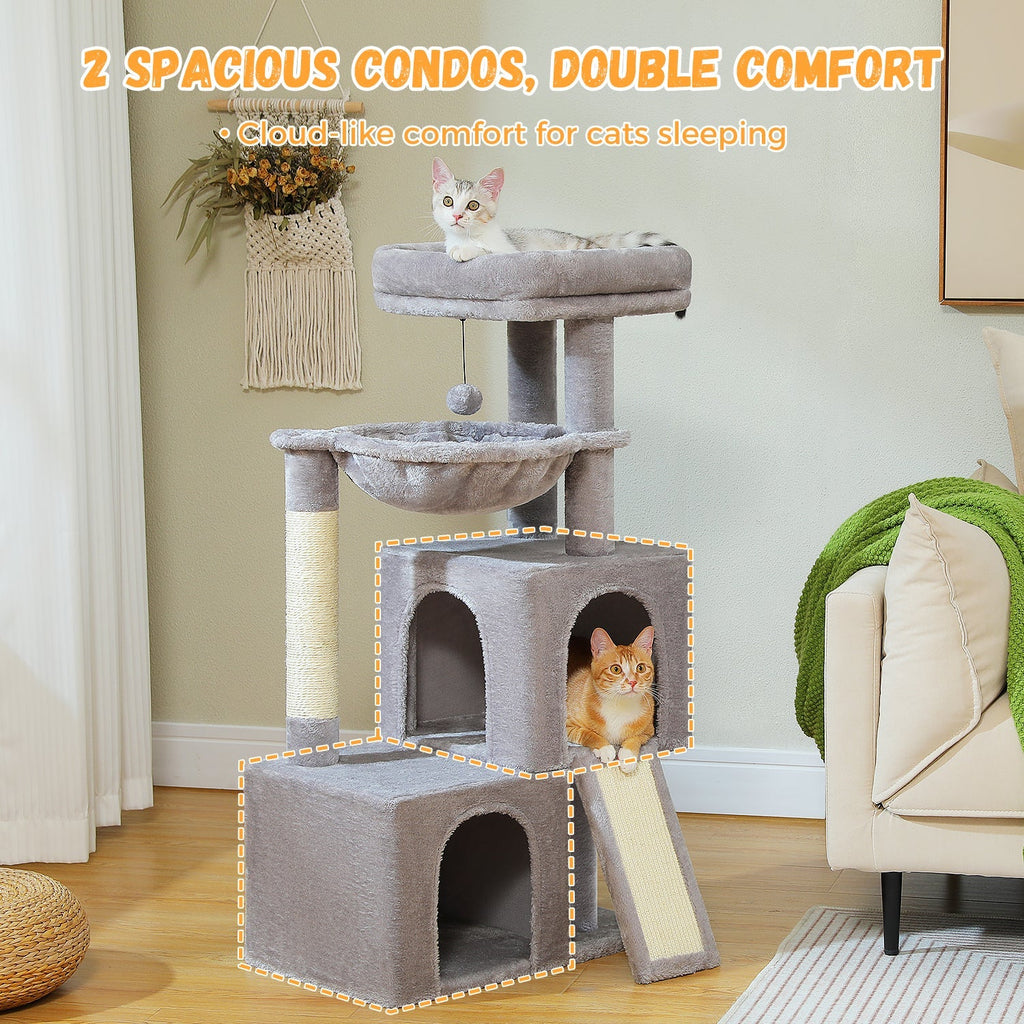 Minimalist 104cm Cat Tree Scratching Tower - Grey - House Of Pets Delight (HOPD)