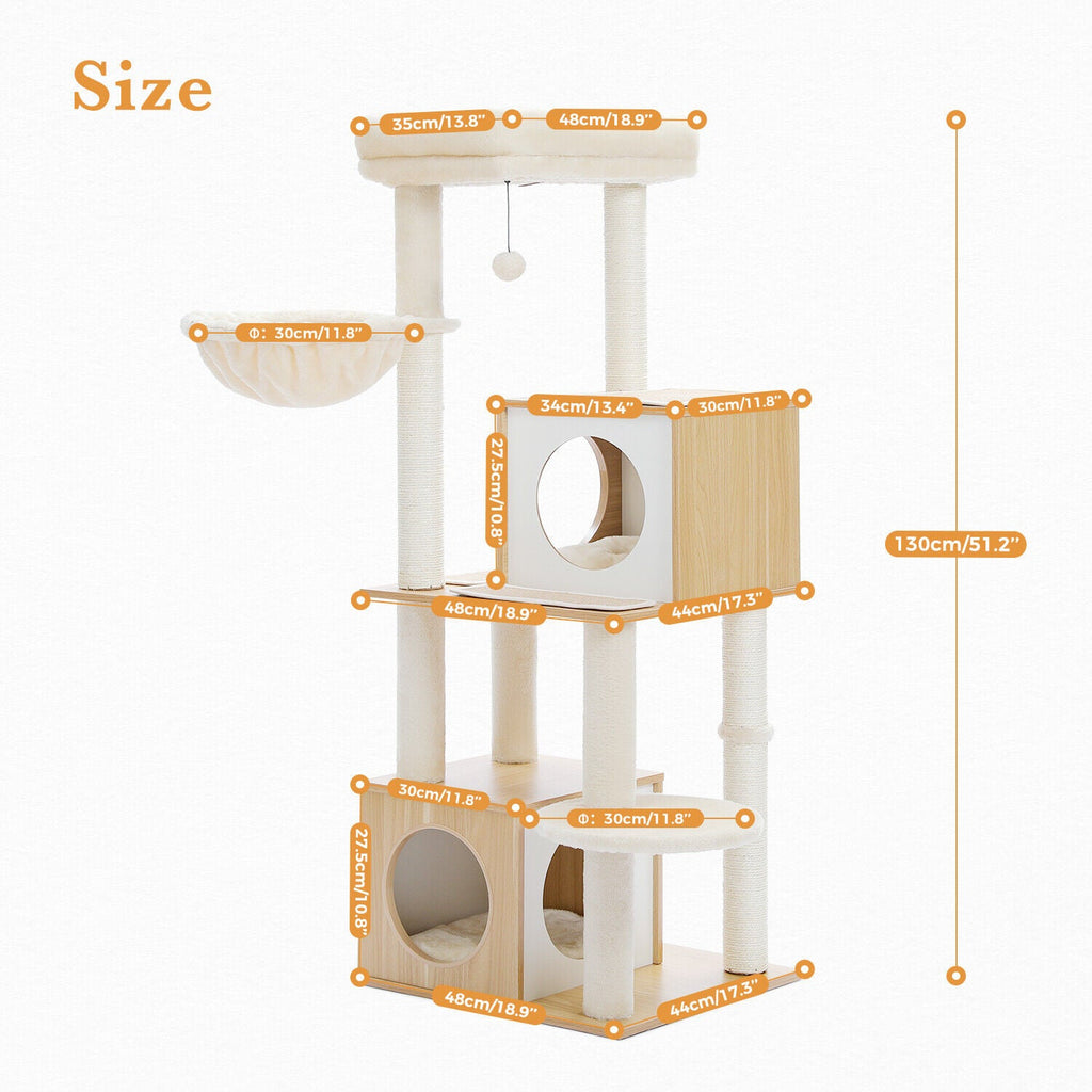 Modern 130cm Cat Condo House - Beige - House Of Pets Delight (HOPD)