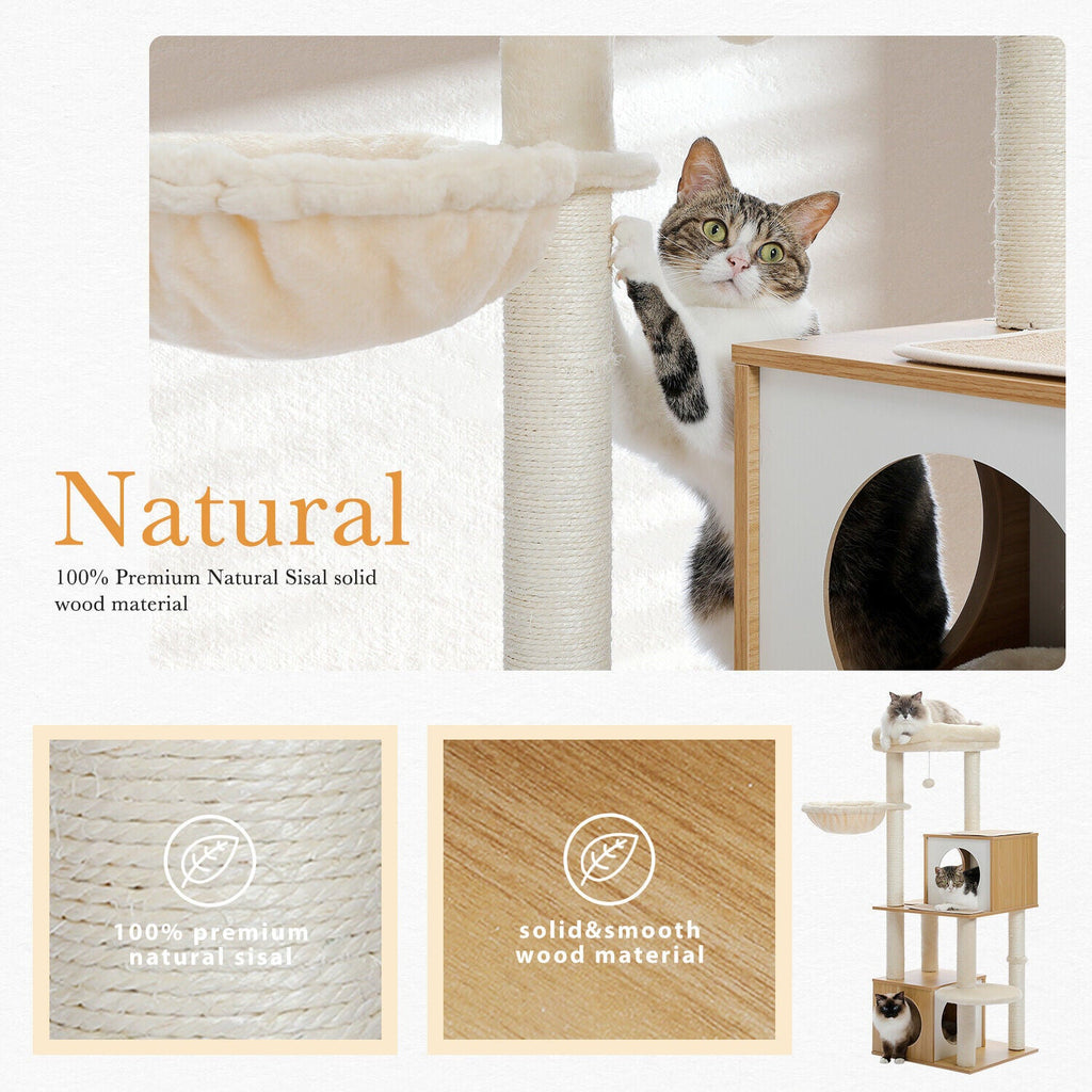 Modern 130cm Cat Condo House - Beige - House Of Pets Delight (HOPD)