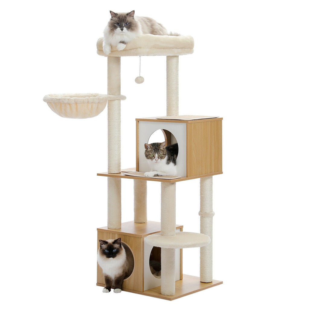 Modern 130cm Cat Condo House - Beige - House Of Pets Delight (HOPD)