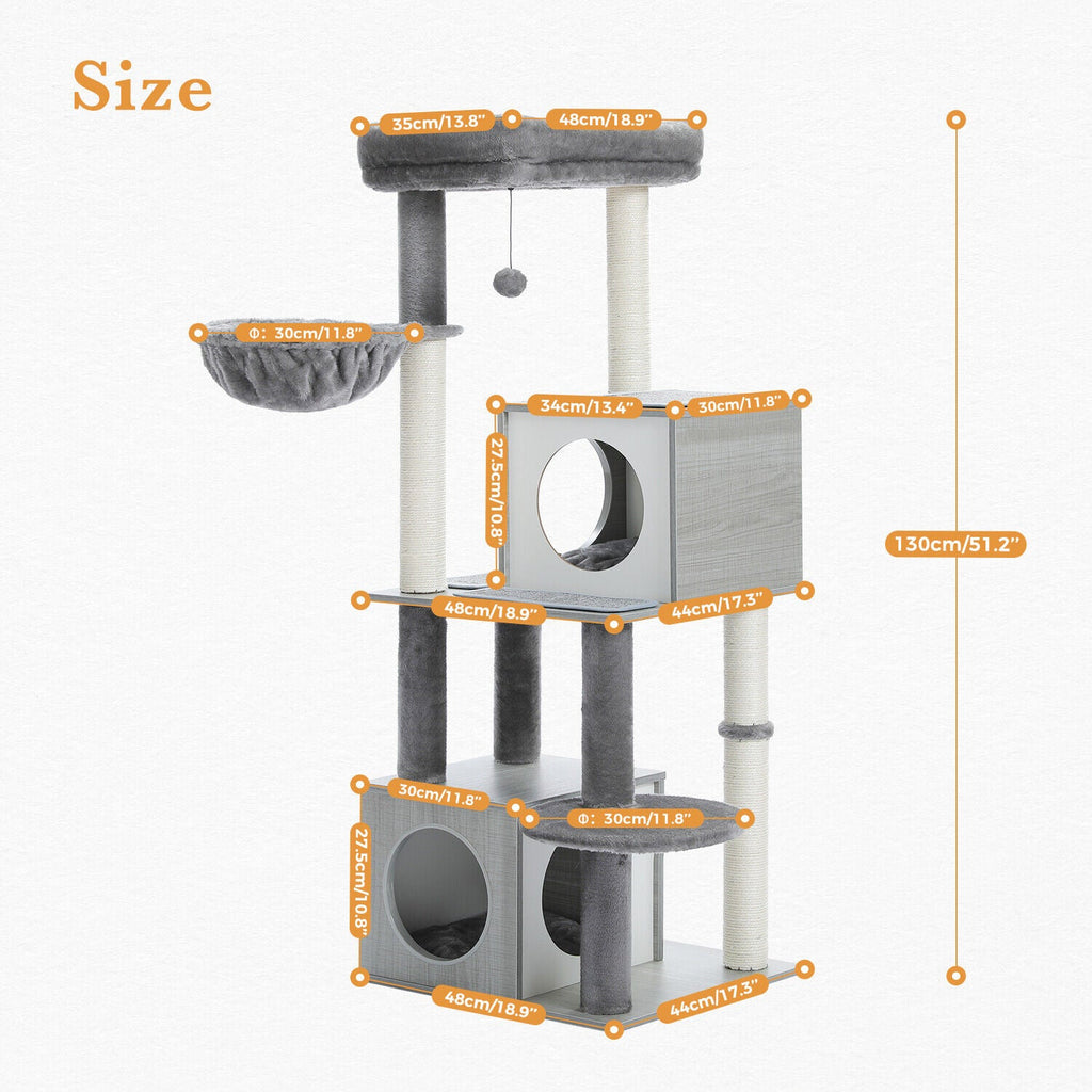 Modern 130cm Cat Condo House - Grey - House Of Pets Delight (HOPD)