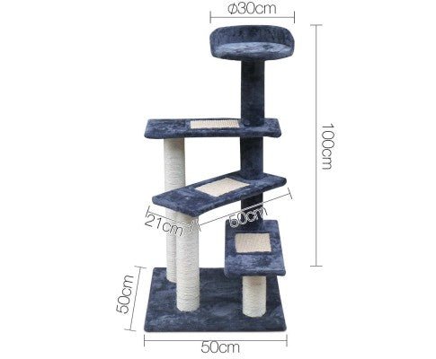 Multi Level Cat Scratching Tree - Grey - House Of Pets Delight (HOPD)