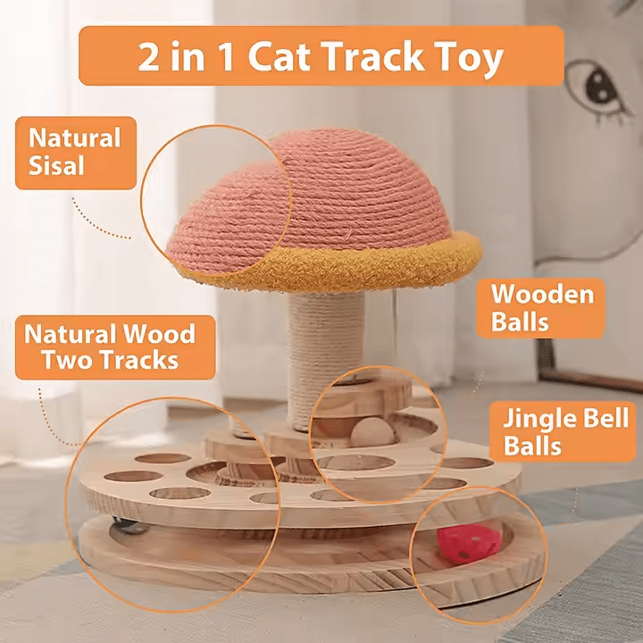 Mushie - The Interactive Cat Scratching Post with Ball Track (Large) - House Of Pets Delight (HOPD)