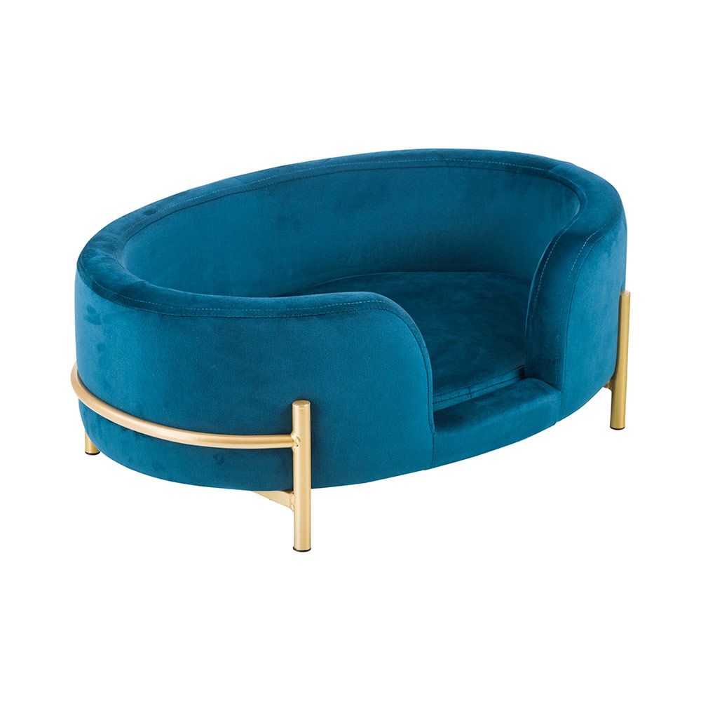 Oval Velvet Pet Bed Teal Blue - House Of Pets Delight (HOPD)