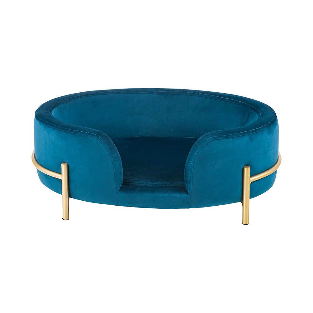 Oval Velvet Pet Bed Teal Blue - House Of Pets Delight (HOPD)