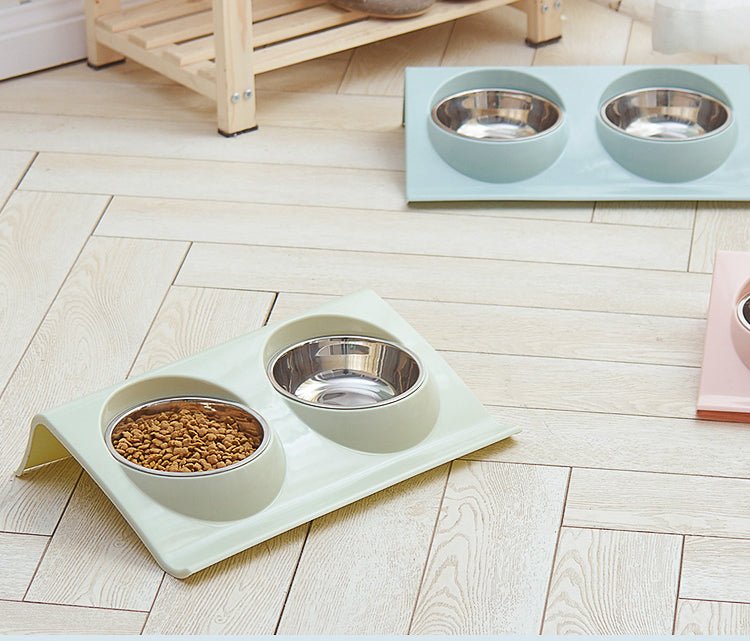 Pastel Double Stainless Steel Pet Bowl (Various Colours) - House Of Pets Delight (HOPD)