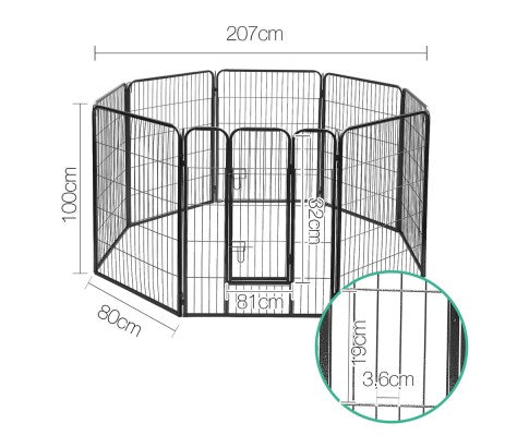 Pet 8 Panel Portable Pet Playpen Crate Enclosure 100cm - House Of Pets Delight (HOPD)