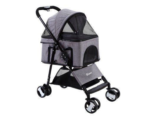 Pet Stroller & Carrier Foldable Pram 3 in 1 - Grey - House Of Pets Delight (HOPD)