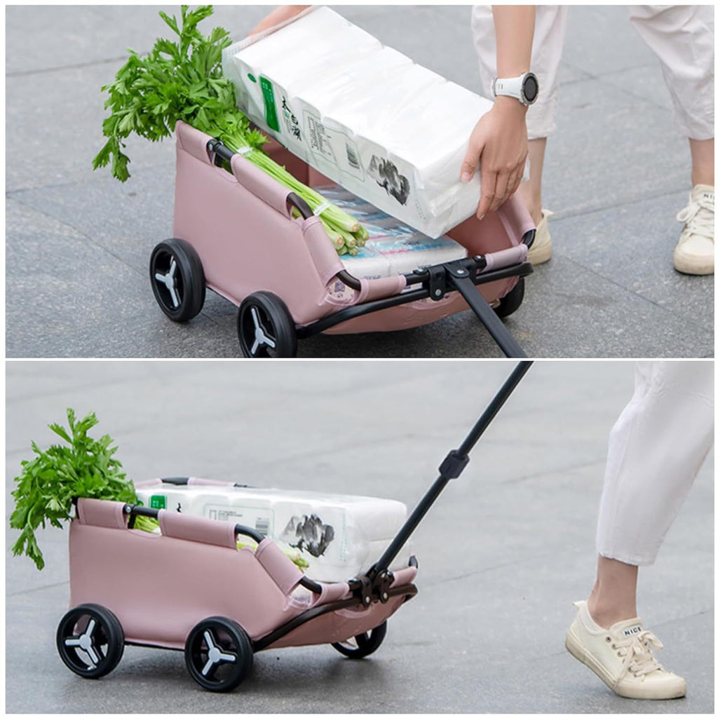 Pink Foldable Pet Travel Wagon for Small Dogs - Lightweight and Portable - House Of Pets Delight (HOPD)