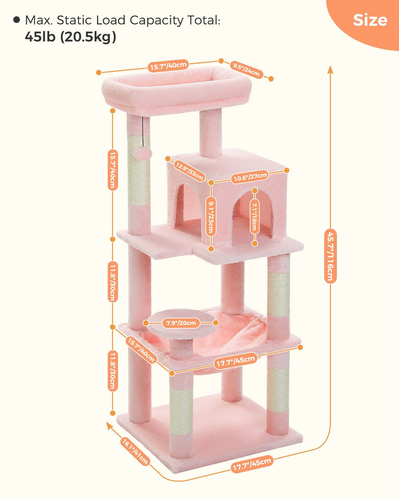 Pink Post Scratcher Cats Condo House - 116cm - House Of Pets Delight (HOPD)