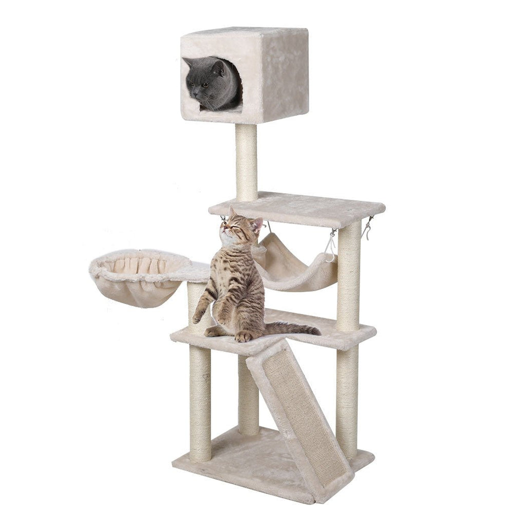 Plush Cat Tree Tower Condo House With Kitty Bed - House Of Pets Delight (HOPD)