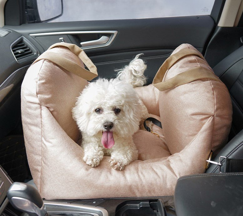 Plush Pet Booster Car Seat in Nude - House Of Pets Delight (HOPD)