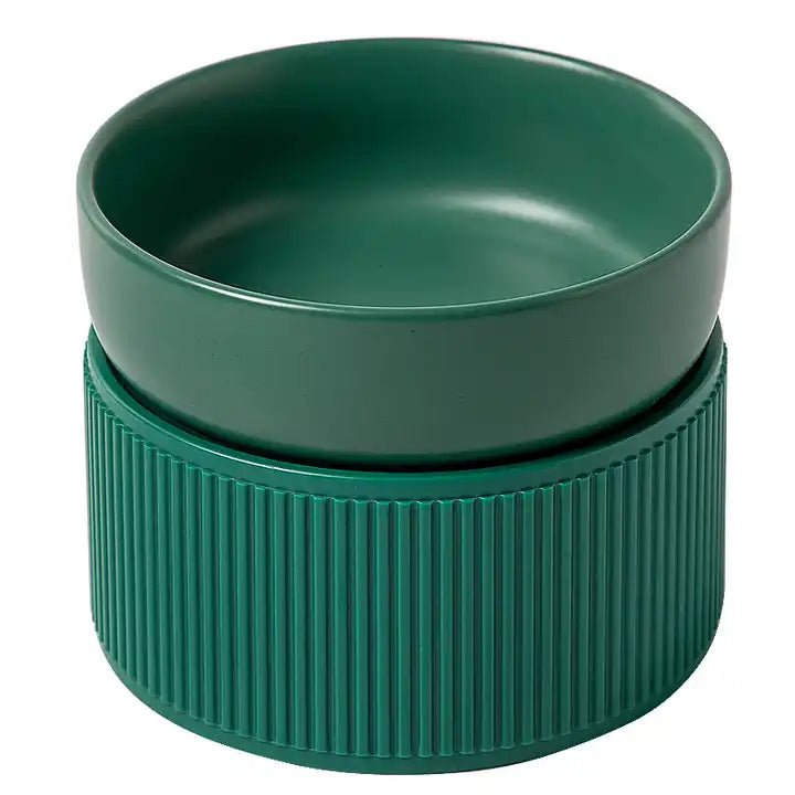Pre Order - HOPD Ribbed Elevated Ceramic Single Bowl in Emerald - House Of Pets Delight (HOPD)