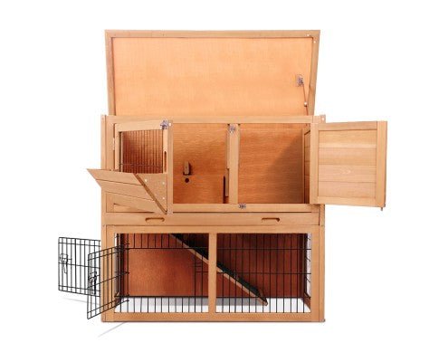 Rabbit Hutch w/ 2 Storeys Run - House Of Pets Delight (HOPD)