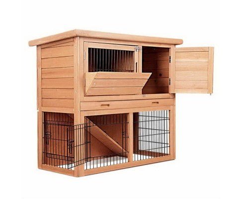 Rabbit Hutch w/ 2 Storeys Run - House Of Pets Delight (HOPD)