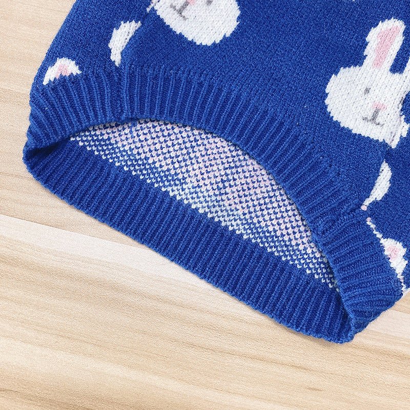 Rabbit Print Dog Sweater - Blue - House Of Pets Delight (HOPD)