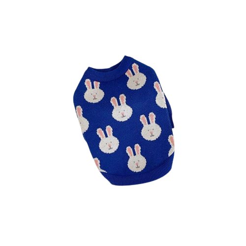 Rabbit Print Dog Sweater - Blue - House Of Pets Delight (HOPD)