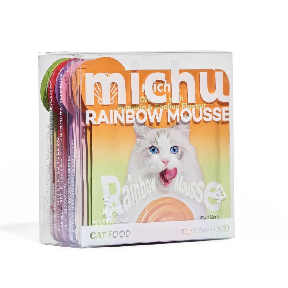 Rainbow Mousse Wet Cat Food 5 Flavours - Complete Food/Wet Mixer and Topper 10pcs Pack - House Of Pets Delight (HOPD)