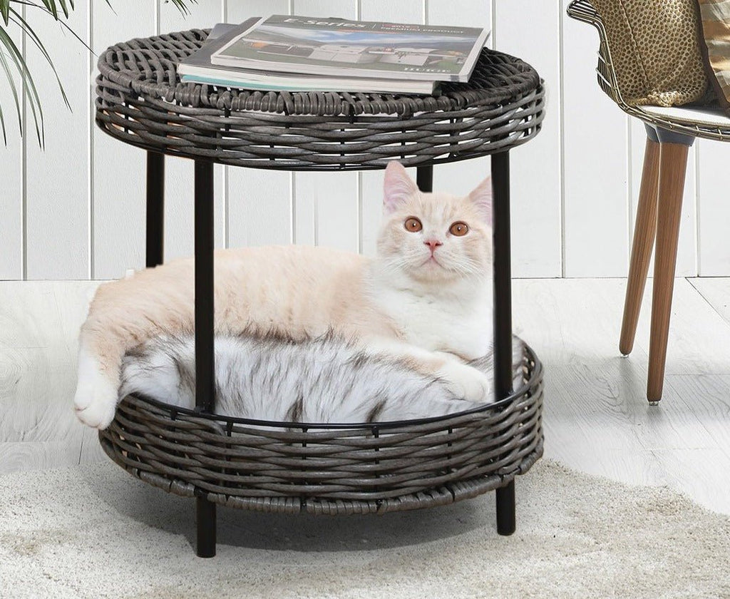 Rattan Raised Wicker Basket Pet Bed - House Of Pets Delight (HOPD)