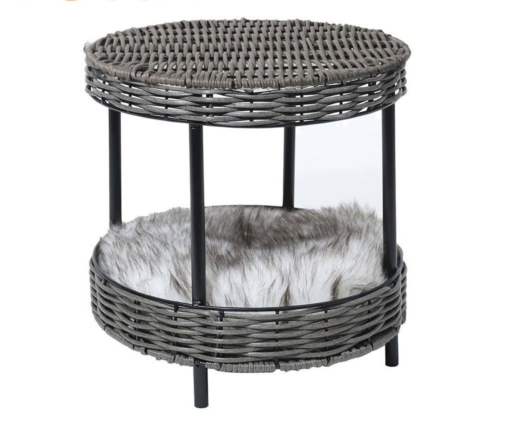 Rattan Raised Wicker Basket Pet Bed - House Of Pets Delight (HOPD)
