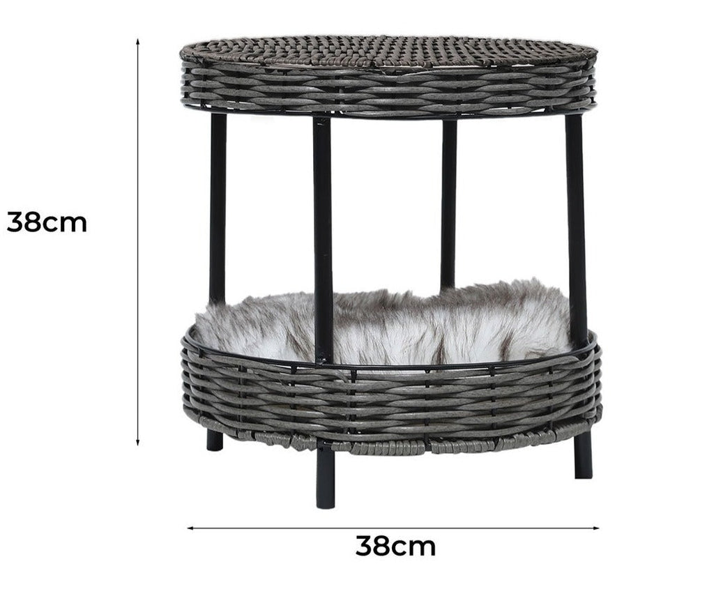 Rattan Raised Wicker Basket Pet Bed - House Of Pets Delight (HOPD)